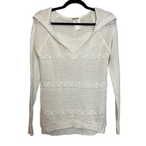 Jessie Blu Open Weave Knit Long Sleeve Pullover Hoodie